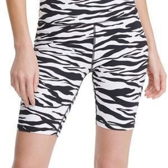 🔴 NWOT DKNY Sport High Waist Shorts in black and white zebra print! XS - Picture 1 of 12